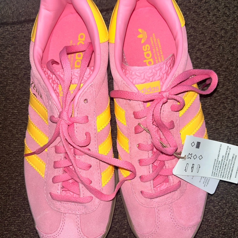Adidas Women's Gazelle Pink and Yellow Sneakers - Picture 3 of 3